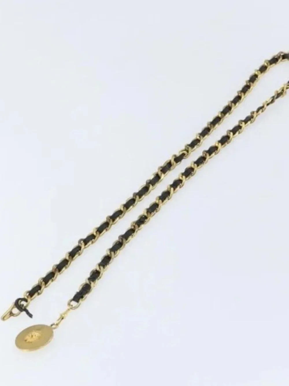 CHANEL Chain Belt metal Gold CC Auth bs32091